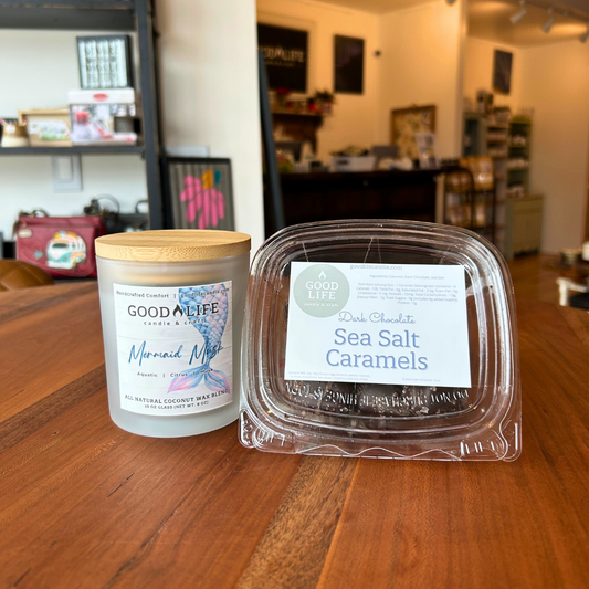 Candle and Dark Chocolate Sea Salt Caramels Bundle Special