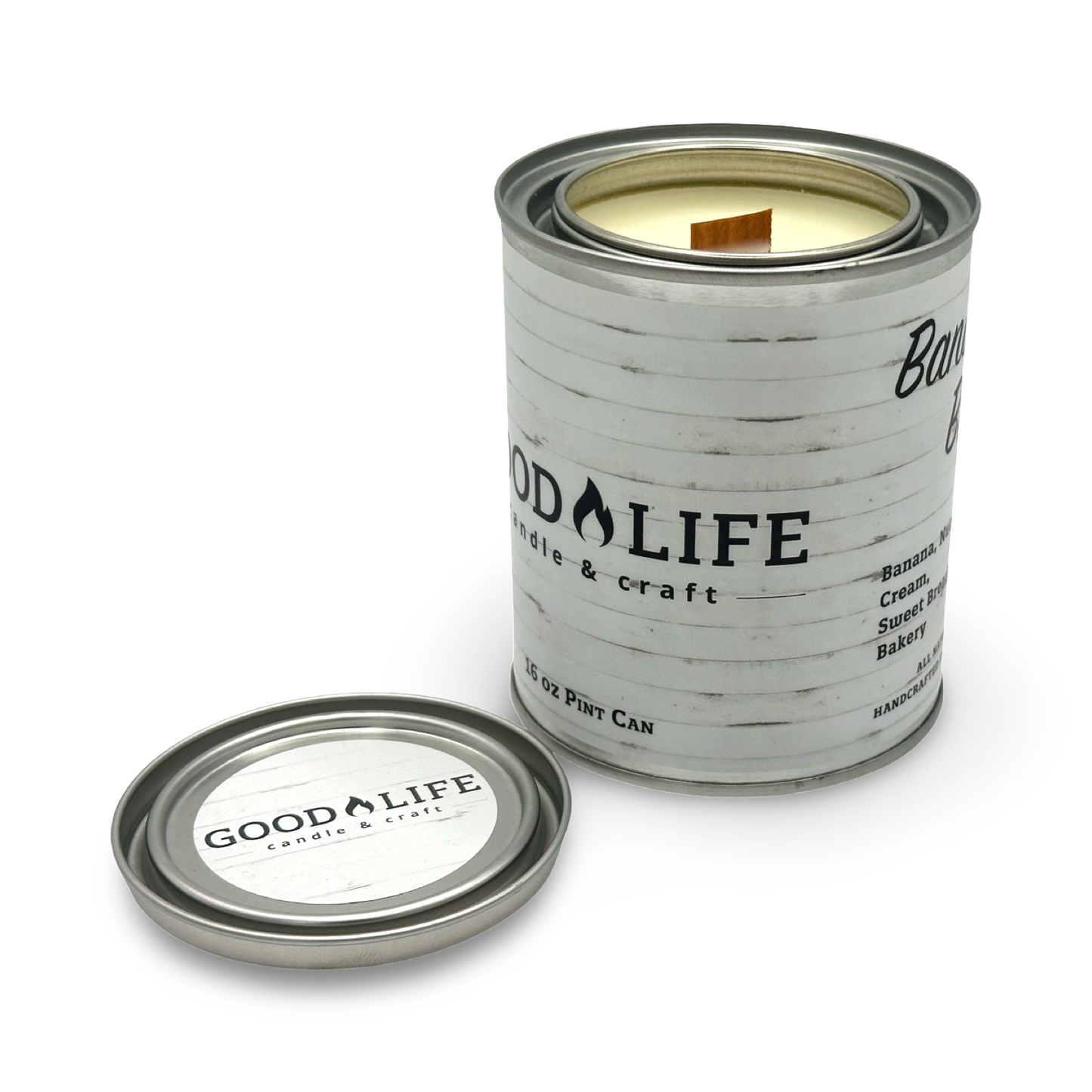 Good Life Candle & Craft Banana Nut Bread 16 oz Pint Can 2