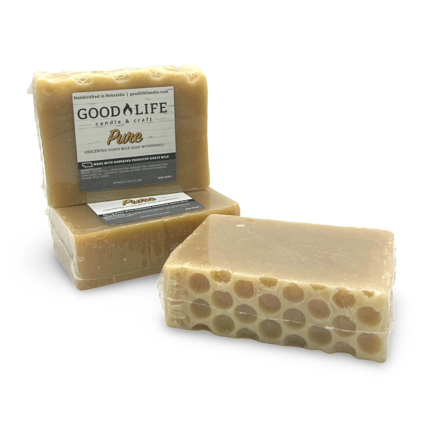 Pure - Unscented Goats Milk Bar Soap with Honey