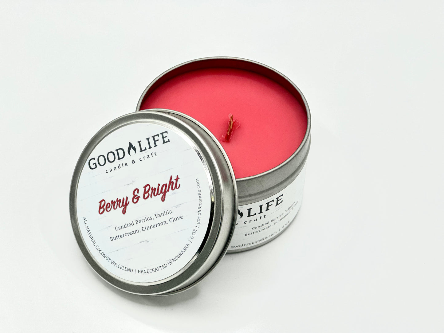 Good Life Candle & Craft Berry & Bright Scented Candle 6 oz Tin