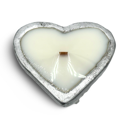 Heart Shaped Wood Dough Bowl Candles