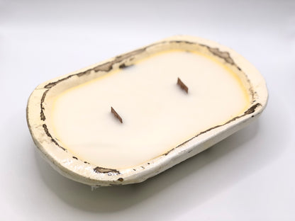 Wood Dough Bowl Candles